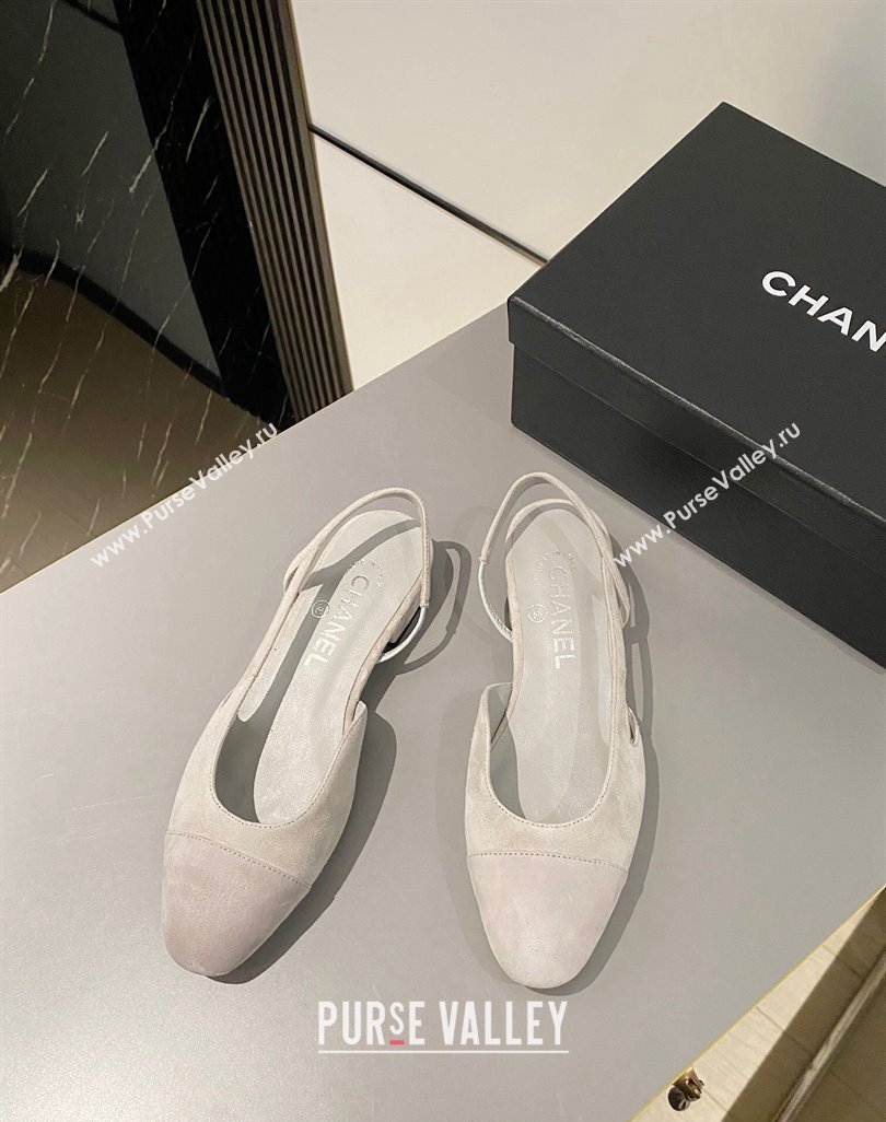 Chanel Suede Slingbacks Ballet Flat Light Grey 2024 0423 (MD-240423111)