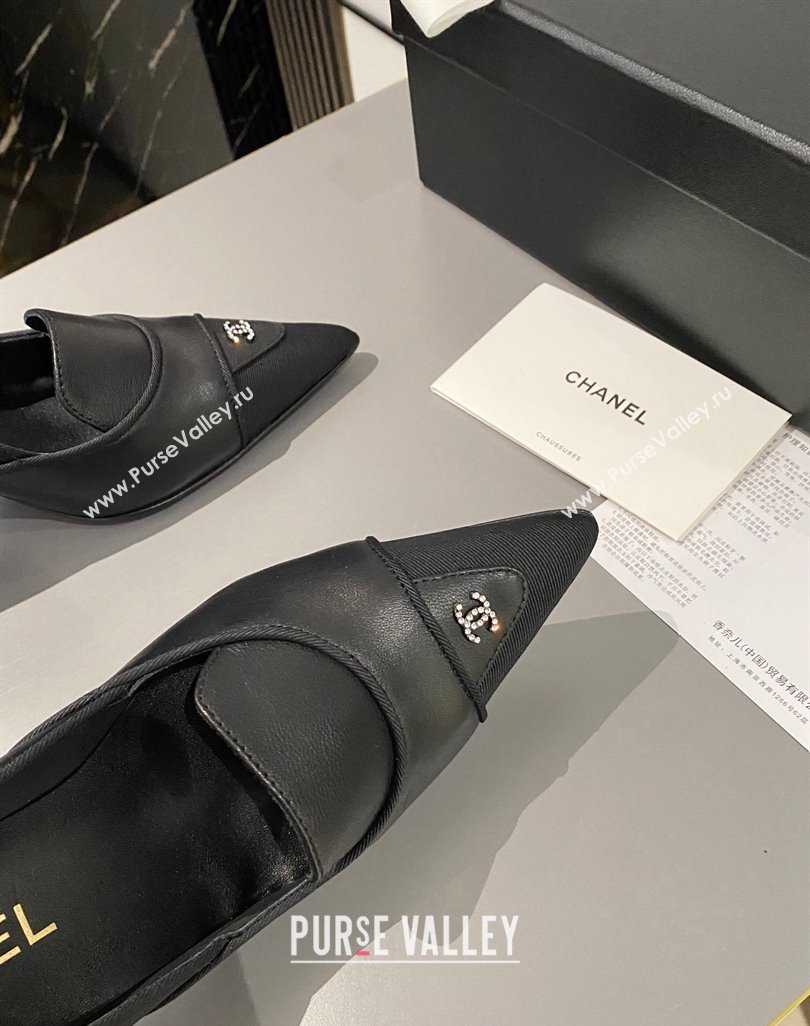 Chanel Lambskin Grosgrain Pointed Pumps 7.5cm Black 2024 032202 (MD-240424022)