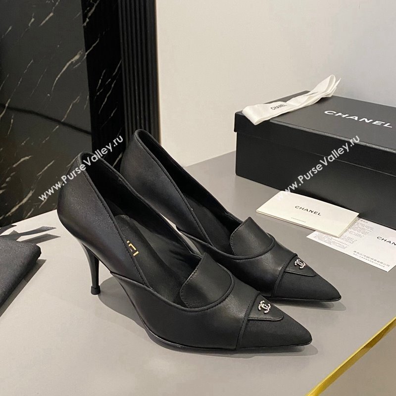 Chanel Lambskin Grosgrain Pointed Pumps 7.5cm Black 2024 032202 (MD-240424022)