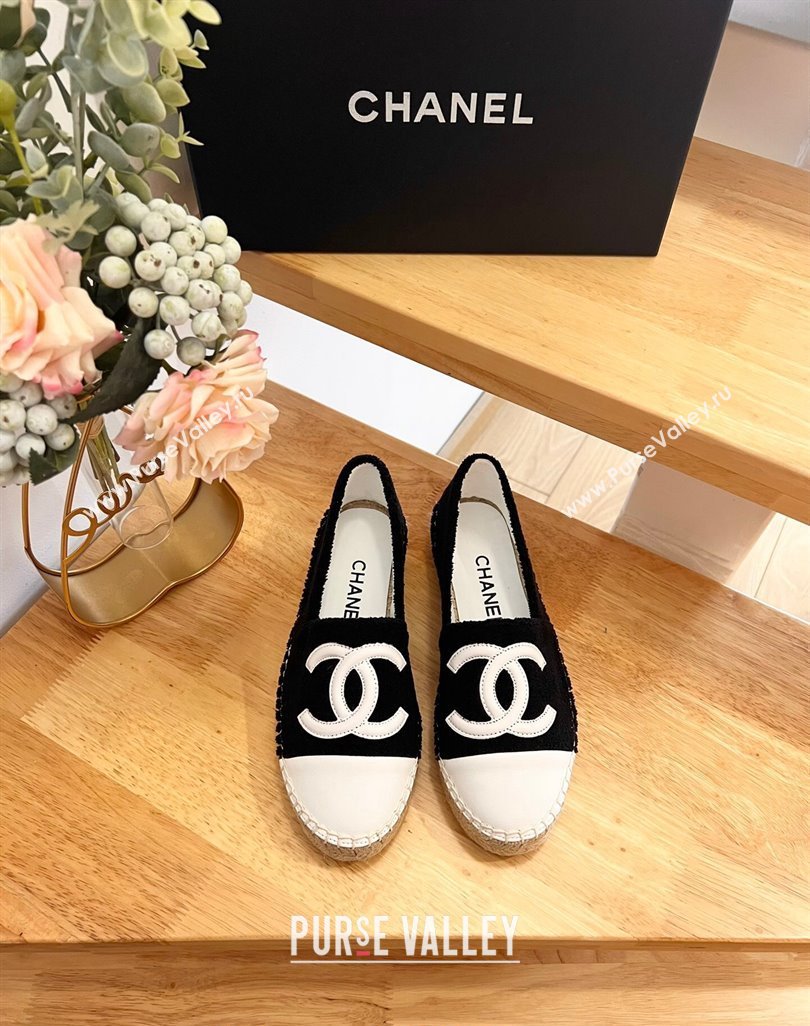 Chanel Towel Espadrilles Flats Black/White 2024 0424 (HB-240424202)