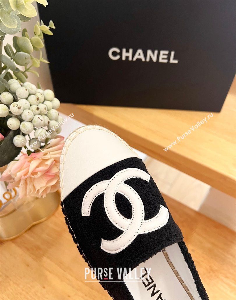 Chanel Towel Espadrilles Flats Black/White 2024 0424 (HB-240424202)