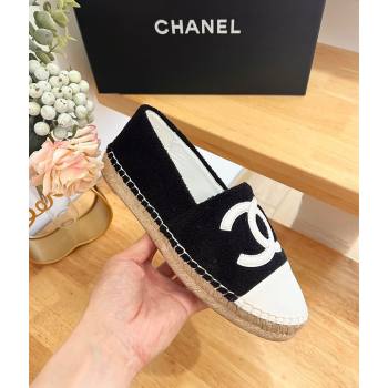 Chanel Towel Espadrilles Flats Black/White 2024 0424 (HB-240424202)