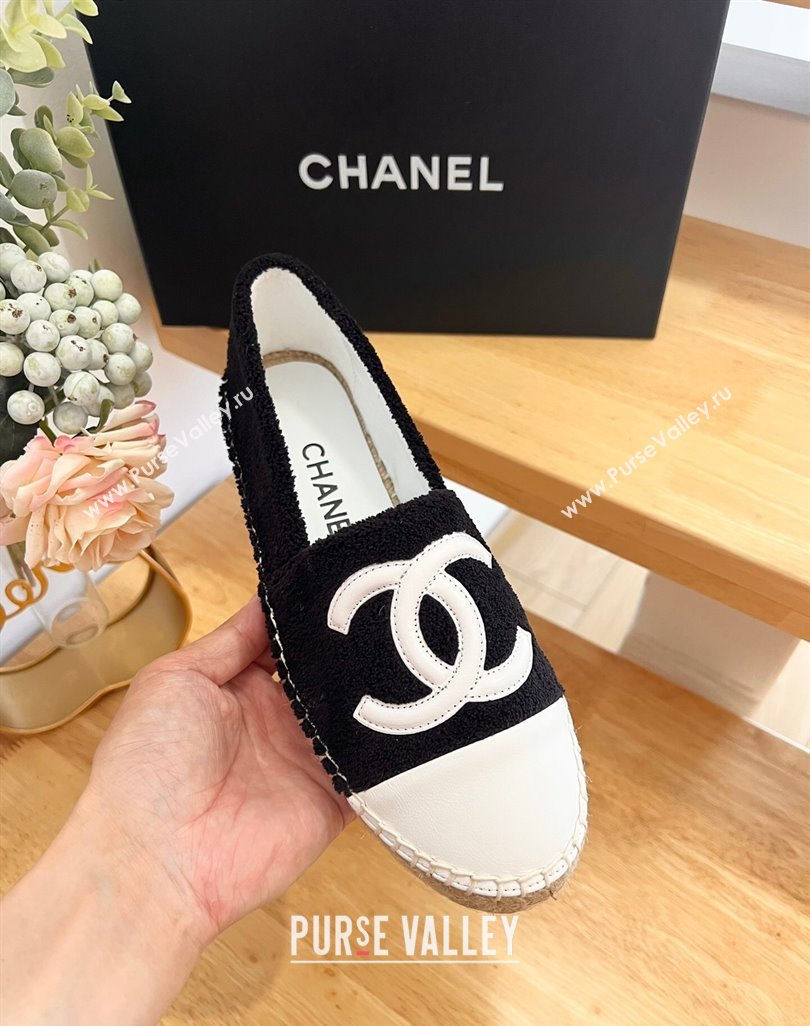 Chanel Towel Espadrilles Flats Black/White 2024 0424 (HB-240424202)