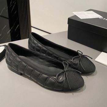 Chanel Quilted Lambskin Grosgrain Ballet Flat with Bow G45591 Black 2024 (MD-240423135)