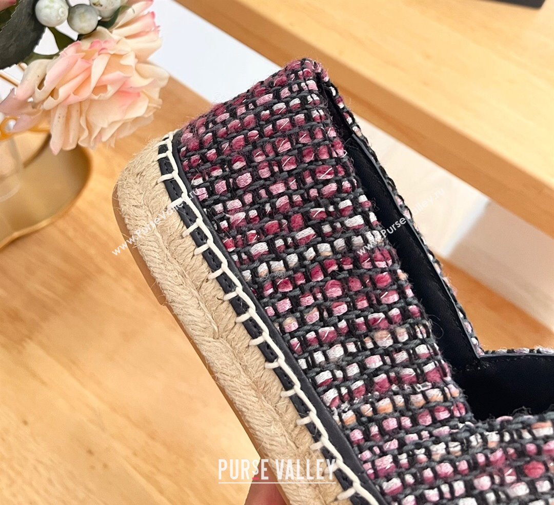 Chanel Tweed Lambskin Espadrilles Flats G29762 Purple 2024 (HB-240424206)