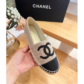 Chanel Tweed Grosgrain Espadrilles Flats G29762 Beige 2024 (HB-240424207)