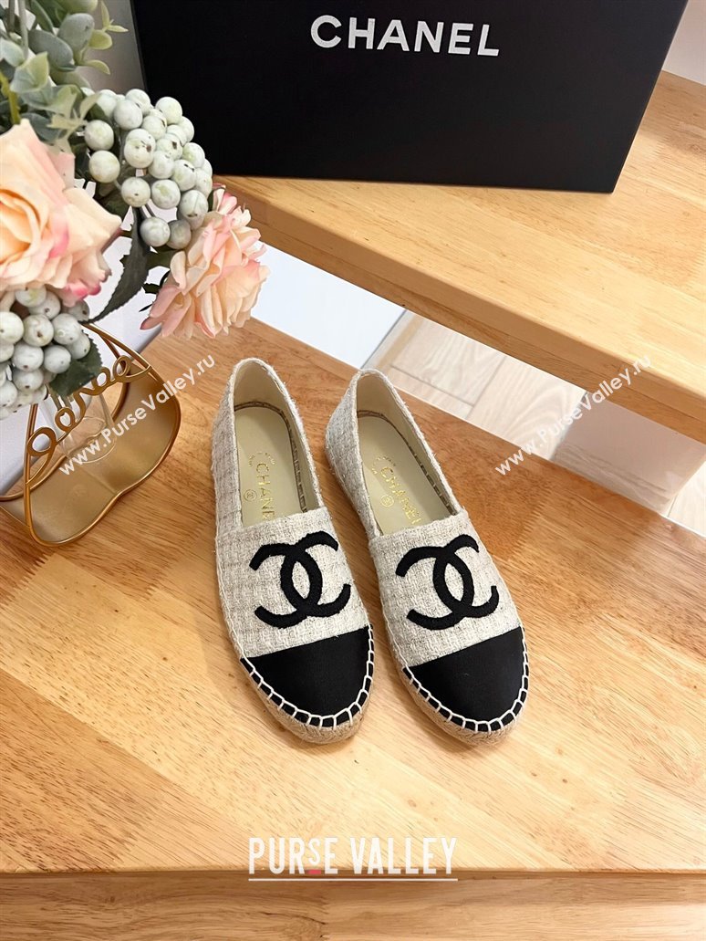 Chanel Tweed Grosgrain Espadrilles Flats G29762 White 2024 (HB-240424208)