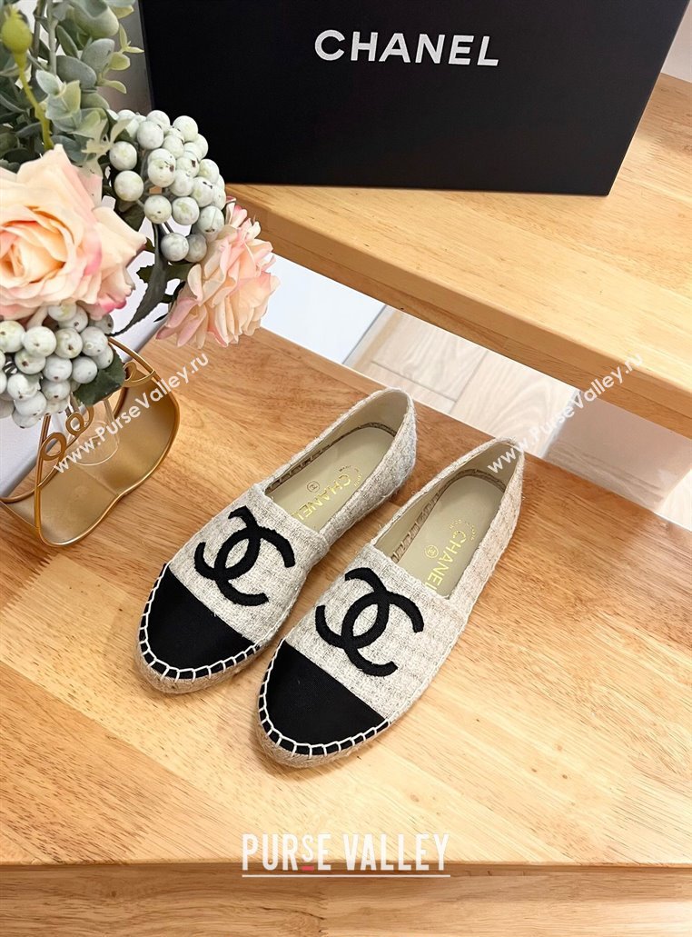 Chanel Tweed Grosgrain Espadrilles Flats G29762 White 2024 (HB-240424208)
