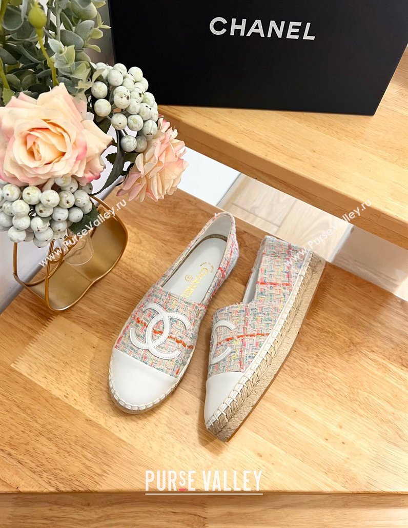 Chanel Tweed Lambskin Espadrilles Flats G29762 Pink 2024 (HB-240424209)