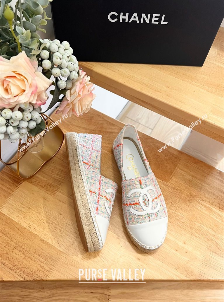 Chanel Tweed Lambskin Espadrilles Flats G29762 Pink 2024 (HB-240424209)
