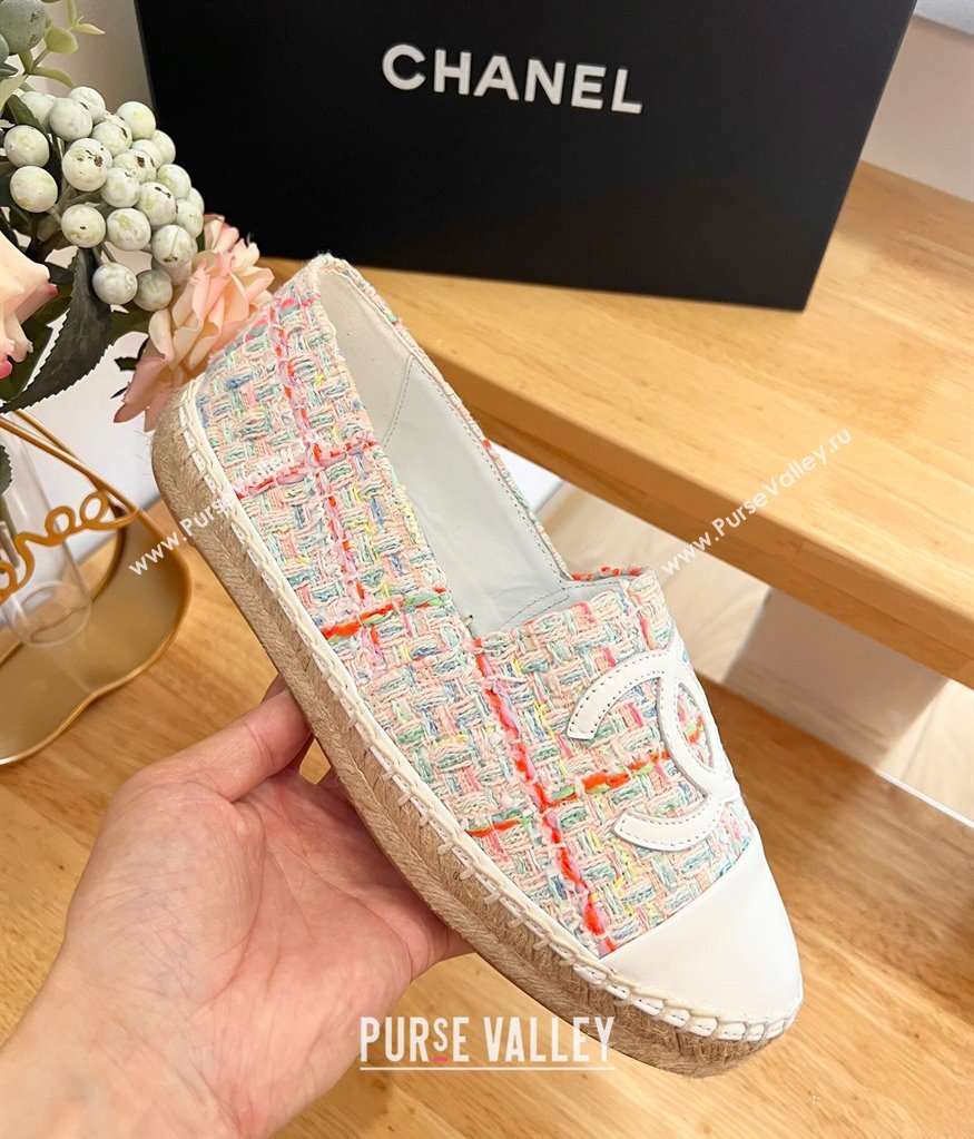 Chanel Tweed Lambskin Espadrilles Flats G29762 Pink 2024 (HB-240424209)