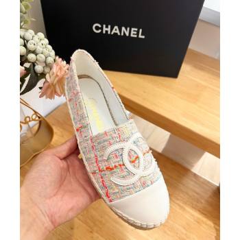 Chanel Tweed Lambskin Espadrilles Flats G29762 Pink 2024 (HB-240424209)