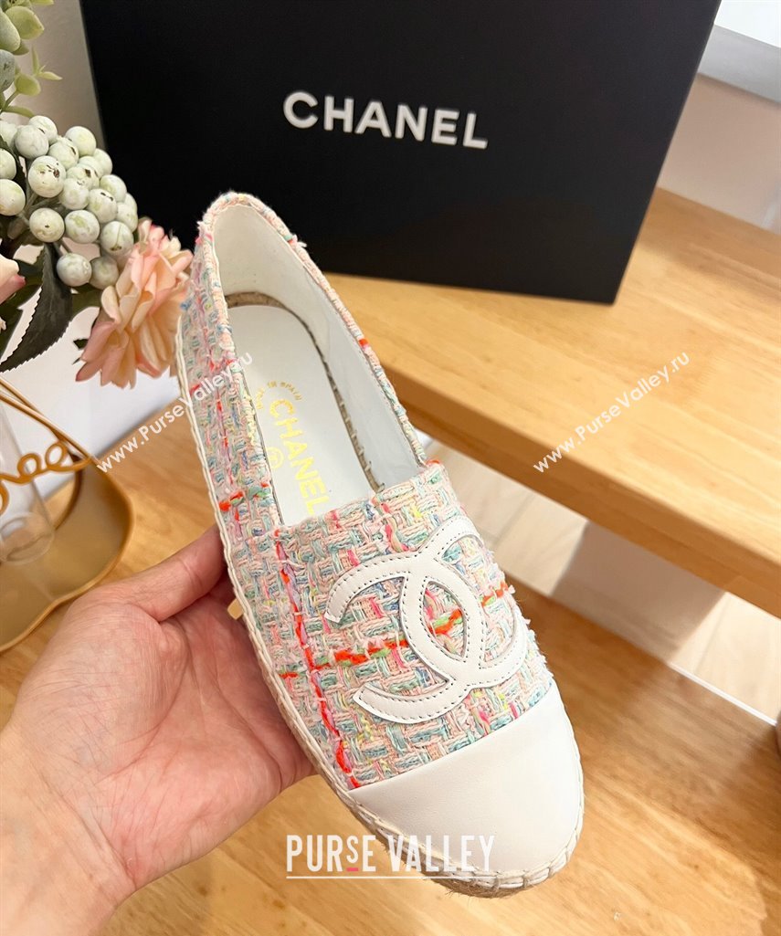 Chanel Tweed Lambskin Espadrilles Flats G29762 Pink 2024 (HB-240424209)