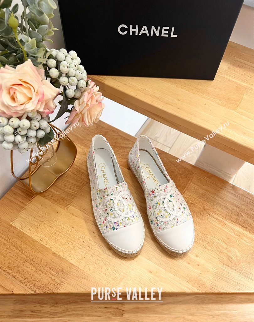 Chanel Tweed Lambskin Espadrilles Flats G29762 White/Others 2024 (HB-240424210)