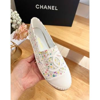 Chanel Tweed Lambskin Espadrilles Flats G29762 White/Others 2024 (HB-240424210)