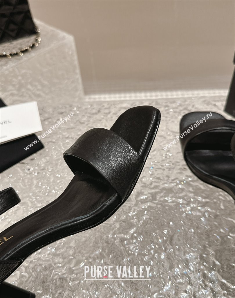 Chanel Lambskin Heel Sandals 6cm Black 2024 042502 (MD-240425050)