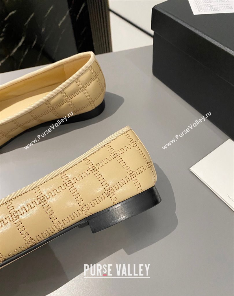 Chanel Quilted Lambskin Grosgrain Ballet Flat with Bow G45591 Beige 2024 (MD-240423137)