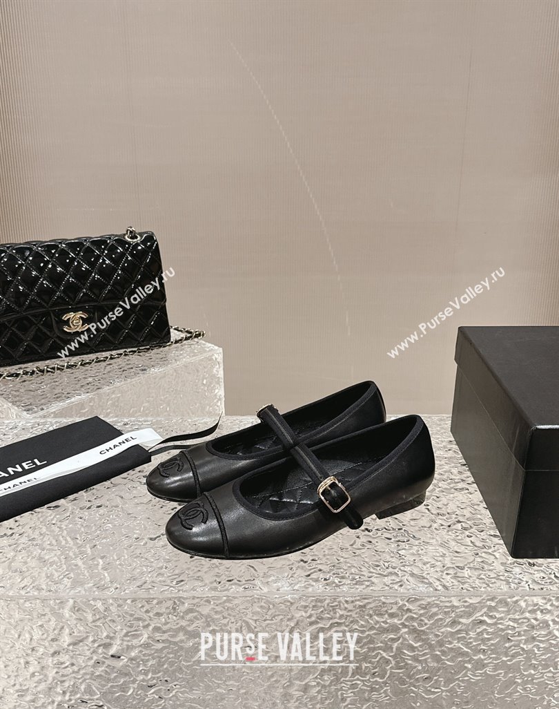 Chanel Calfskin Mary Janes Flat Ballet G45503 Black 2024 (MD-240423156)