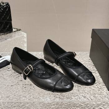 Chanel Calfskin Mary Janes Flat Ballet G45503 Black 2024 (MD-240423156)
