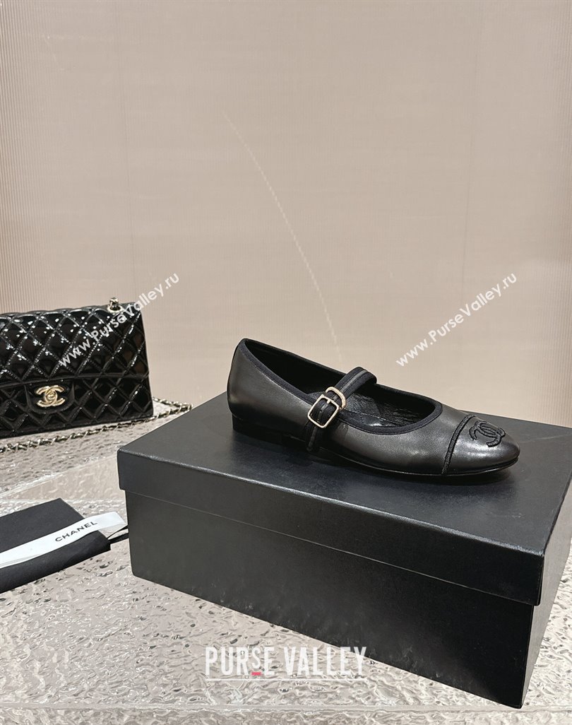 Chanel Calfskin Mary Janes Flat Ballet G45503 Black 2024 (MD-240423156)