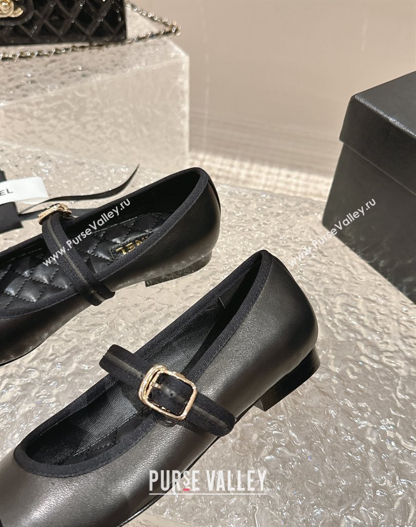 Chanel Calfskin Mary Janes Flat Ballet G45503 Black 2024 (MD-240423156)