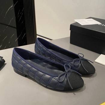 Chanel Quilted Lambskin Grosgrain Ballet Flat with Bow G45591 Dark Blue 2024 (MD-240423138)