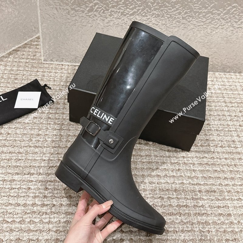 Chanel Rubber High Rain Boots with Buckle Black 2024 0425 (MD-240425063)