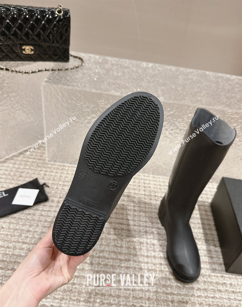 Chanel Rubber High Rain Boots with Buckle Black 2024 0425 (MD-240425063)