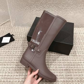 Chanel Rubber High Rain Boots with Buckle Brown 2024 0425 (MD-240425064)