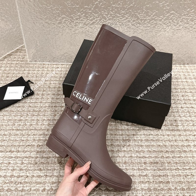 Chanel Rubber High Rain Boots with Buckle Brown 2024 0425 (MD-240425064)