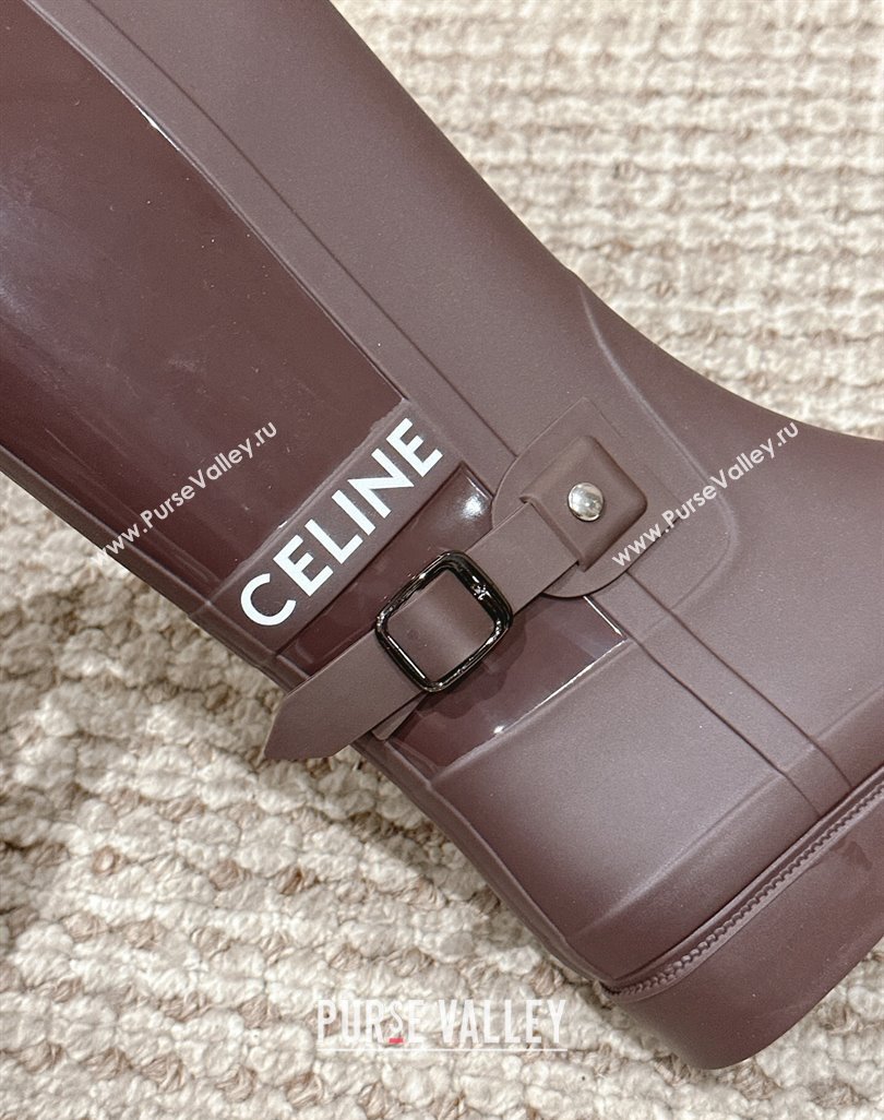 Chanel Rubber High Rain Boots with Buckle Brown 2024 0425 (MD-240425064)