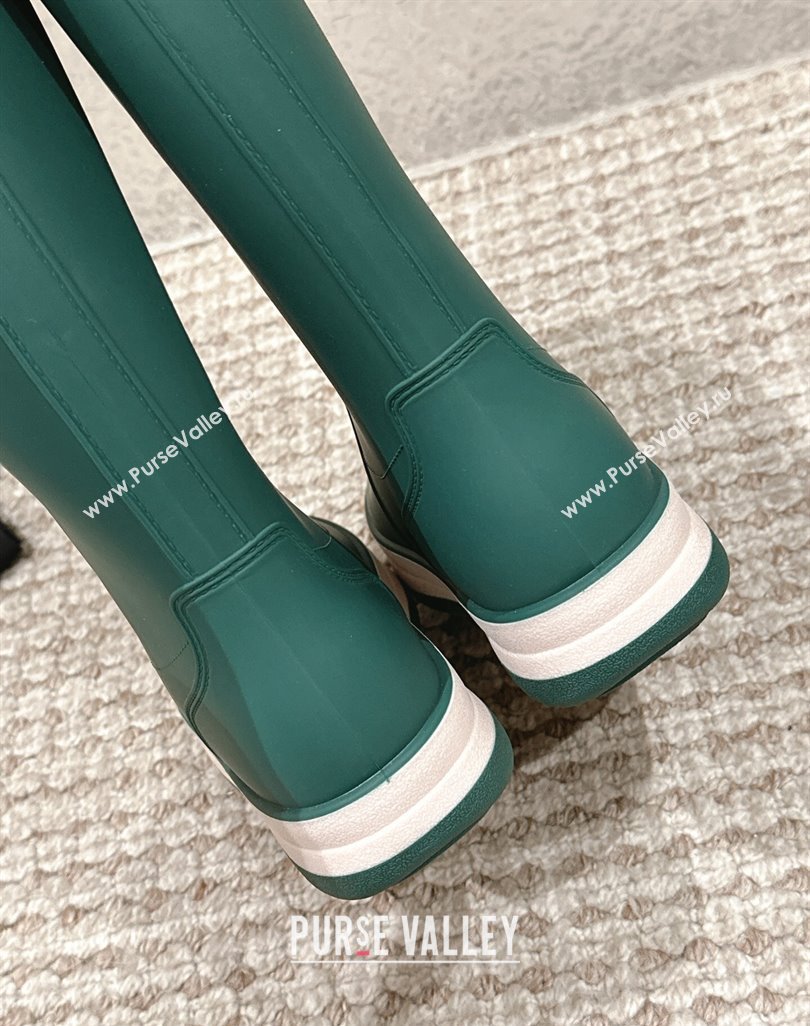 Chanel Rubber Ankle Rain Boots with White Trim Green 2024 0425 (MD-240425065)