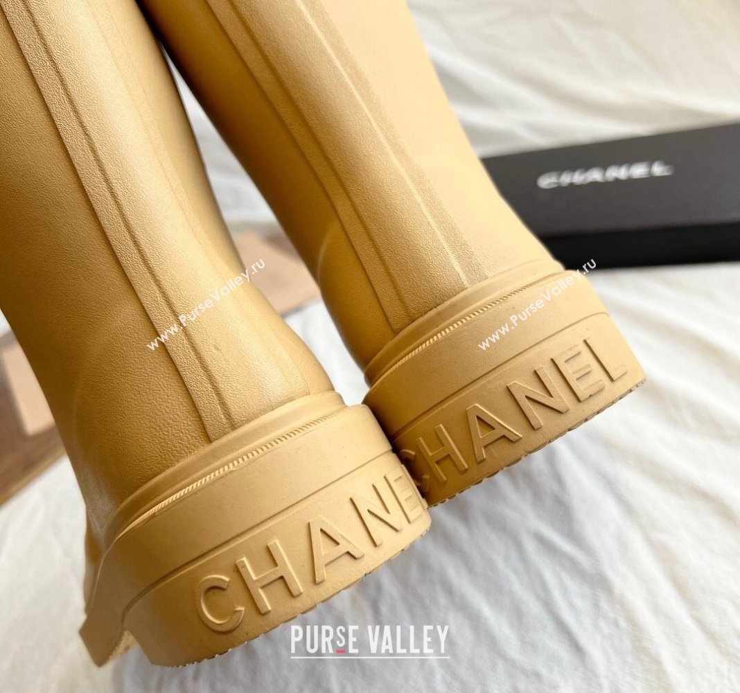Chanel Rubber Ankle Rain Boots with Front CC Beige 2024 0425 (GDX-240425068)