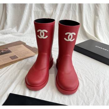 Chanel Rubber Ankle Rain Boots with Front CC Red 2024 0425 (GDX-240425069)