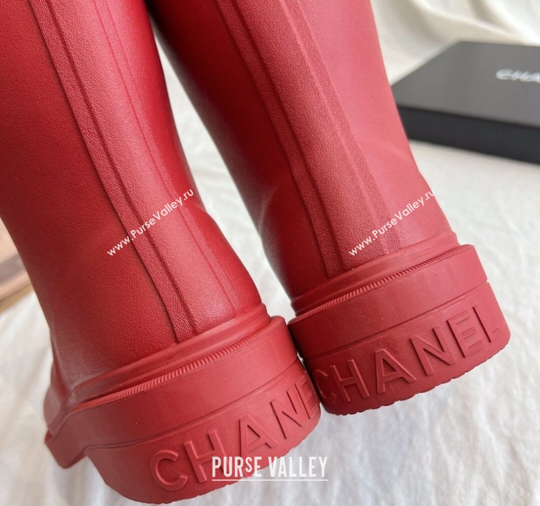 Chanel Rubber Ankle Rain Boots with Front CC Red 2024 0425 (GDX-240425069)