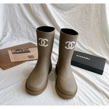Chanel Rubber Ankle Rain Boots with Front CC Green 2024 0425 (GDX-240425070)