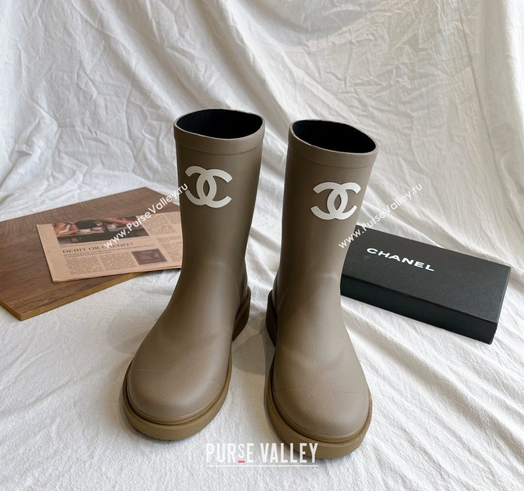 Chanel Rubber Ankle Rain Boots with Front CC Green 2024 0425 (GDX-240425070)