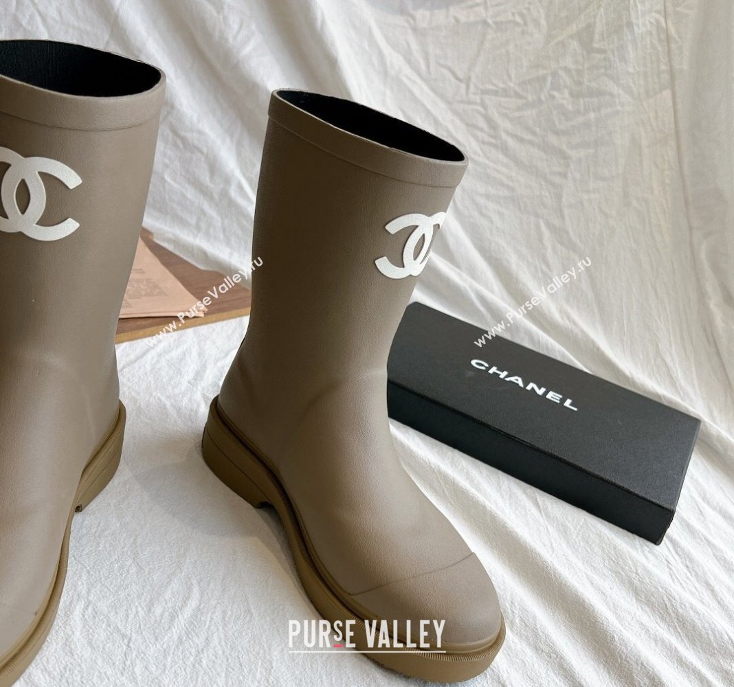 Chanel Rubber Ankle Rain Boots with Front CC Green 2024 0425 (GDX-240425070)