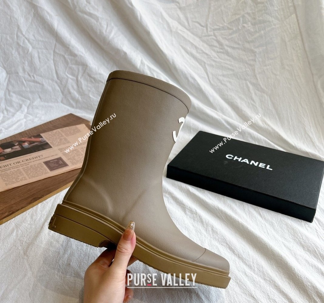 Chanel Rubber Ankle Rain Boots with Front CC Green 2024 0425 (GDX-240425070)