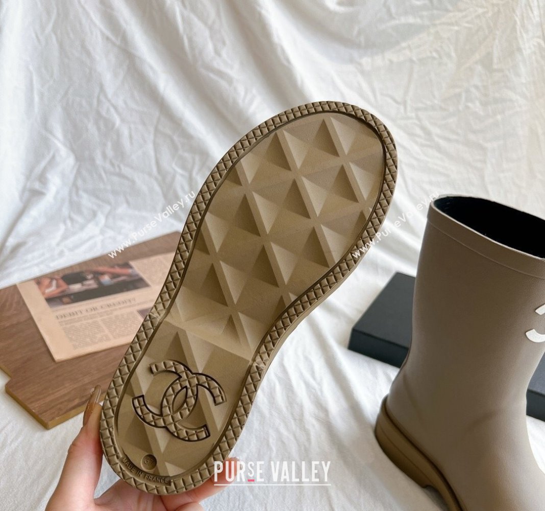 Chanel Rubber Ankle Rain Boots with Front CC Green 2024 0425 (GDX-240425070)
