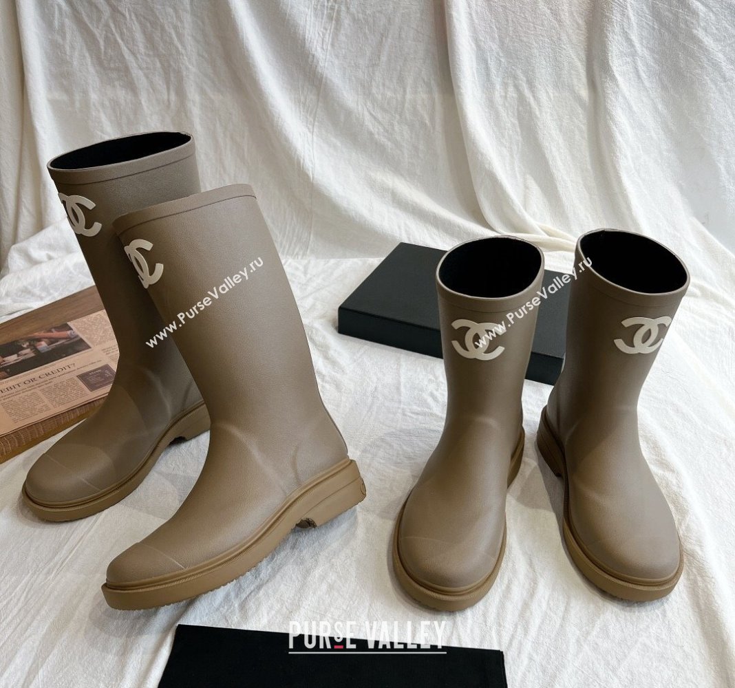 Chanel Rubber Ankle Rain Boots with Front CC Green 2024 0425 (GDX-240425070)