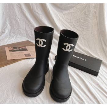 Chanel Rubber Ankle Rain Boots with Front CC Black 2024 0425 (GDX-240425071)