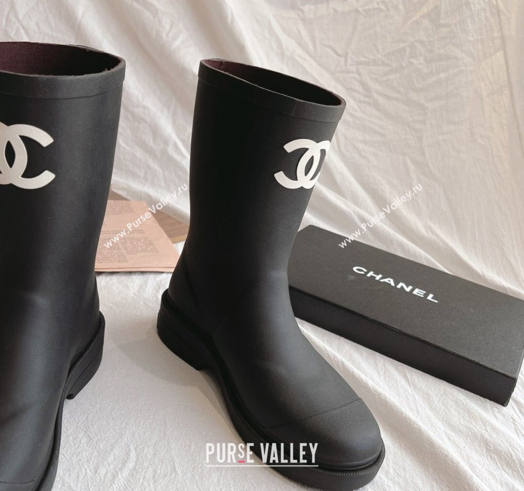 Chanel Rubber Ankle Rain Boots with Front CC Black 2024 0425 (GDX-240425071)