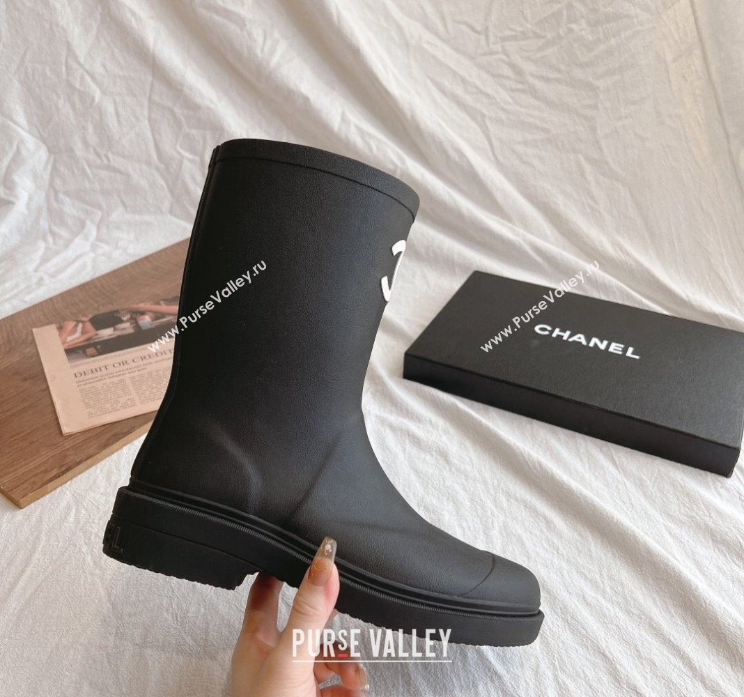 Chanel Rubber Ankle Rain Boots with Front CC Black 2024 0425 (GDX-240425071)