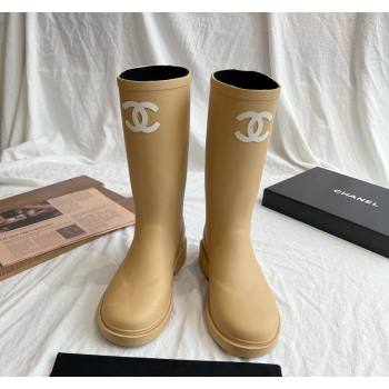 Chanel Rubber Medium Rain Boots with Front CC Beige 2024 0425 (GDX-240425072)