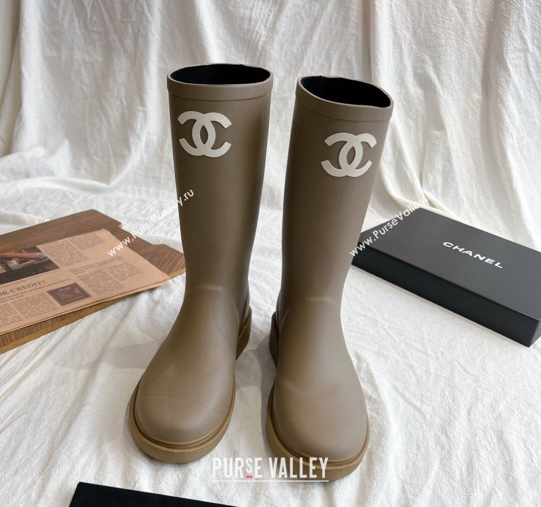 Chanel Rubber Medium Rain Boots with Front CC Green 2024 0425 (GDX-240425073)