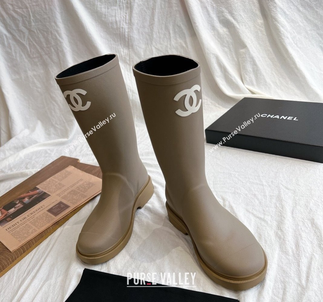 Chanel Rubber Medium Rain Boots with Front CC Green 2024 0425 (GDX-240425073)
