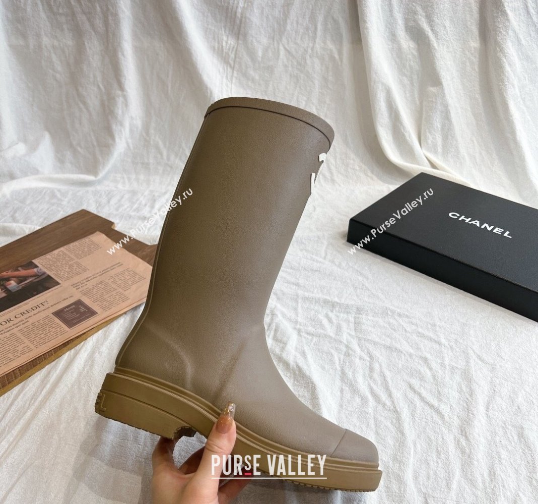 Chanel Rubber Medium Rain Boots with Front CC Green 2024 0425 (GDX-240425073)
