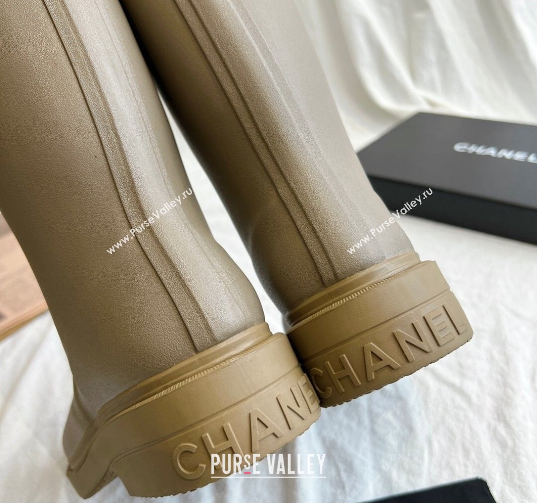 Chanel Rubber Medium Rain Boots with Front CC Green 2024 0425 (GDX-240425073)