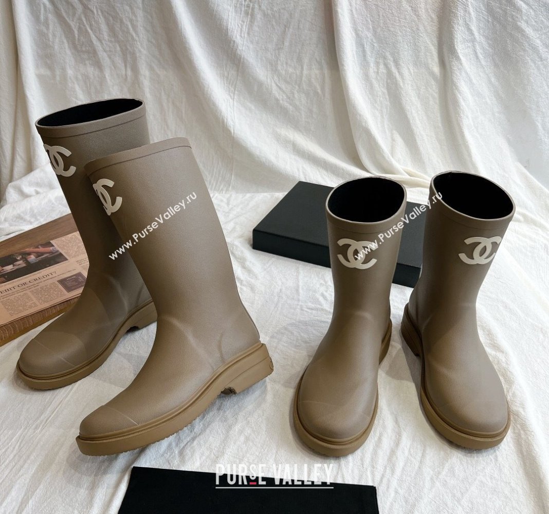 Chanel Rubber Medium Rain Boots with Front CC Green 2024 0425 (GDX-240425073)